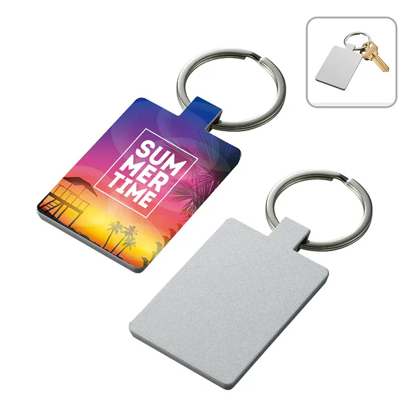 ミラー付メタルキーホルダー（スクエア）　マットシルバー