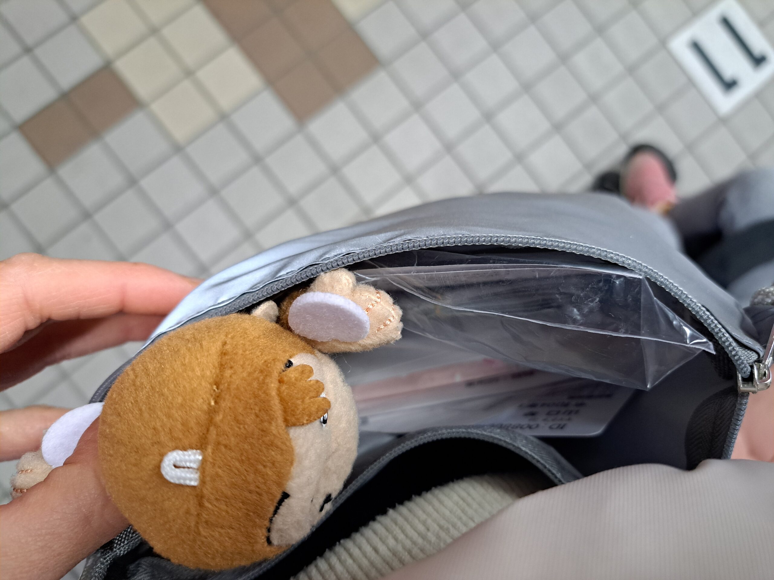 リフレクターサコッシュ グレー 処方箋がすっぽり入る