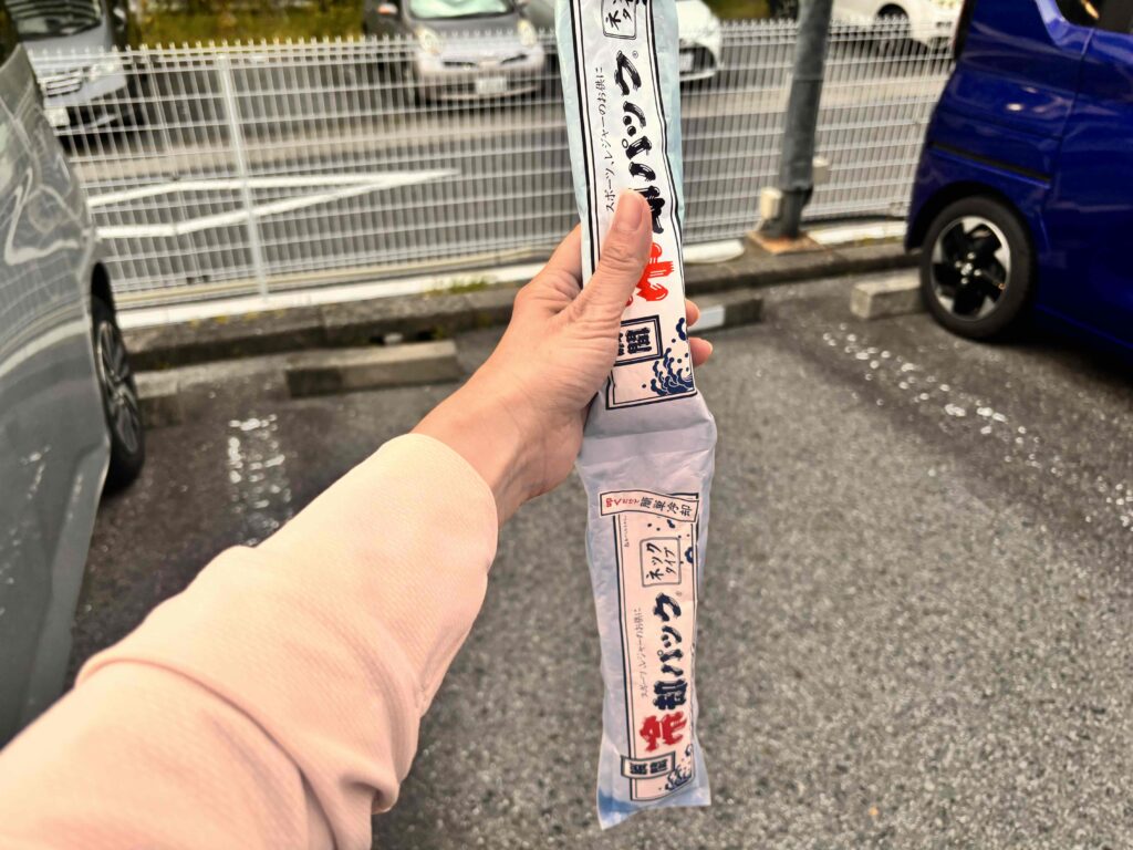 冷却パック ネックタイプを手に持った女性